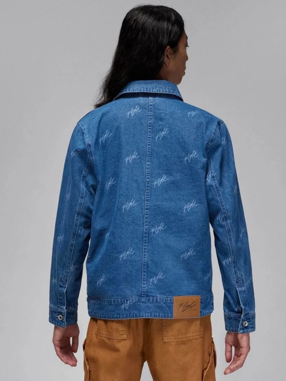 Jordan Flight Blue Denim Jacket with Subtle Script Details